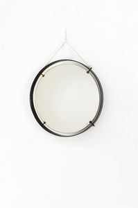 SANT'AMBROGIO DE BERTI - Specchio con profilo in metallo laccato e dettagli in ottone. Etichetta del produttore Anni '50 diam cm 54