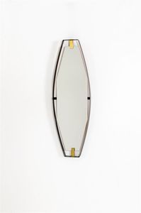 SANT'AMBROGIO DE BERTI - Specchio con profilo in metallo laccato e dettagli in ottone. Anni '50 cm 100x33