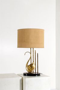 PAVIA ANTONIO - Lampada da tavolo in ottone e madreperla. Anni '60 h cm 68