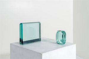 FONTANA ARTE - Due portaritratti in cristallo. Anni '50 cm 10x6x5 e 15x18