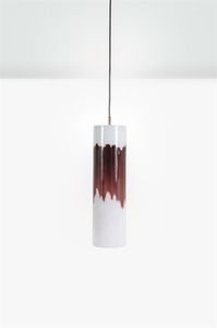 VIGNELLI MASSIMO - Lampada a sospensione in vetro soffiato di Murano. Prod. Venini anni '50 diffusore cm 50x14