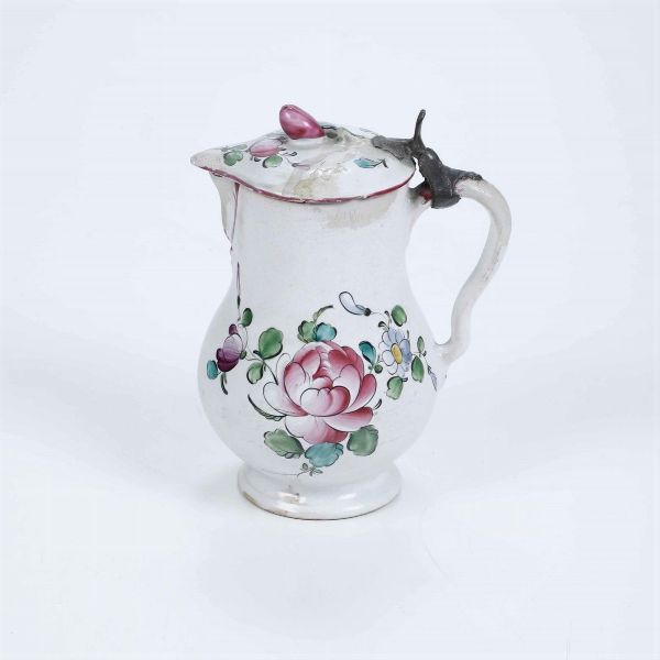 Lattiera con coperchio.<BR>Francia dell'est, seconda met� del XVIII secolo.  - Asta Ceramiche - Associazione Nazionale - Case d'Asta italiane