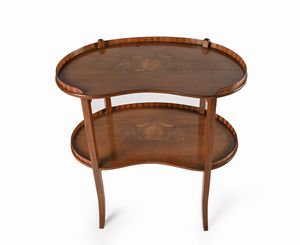Tavolino a fagiolo in legno intarsiato  - Asta Antiquariato: Arredi, Dipinti, Oggetti d'Arte, Arte Orientale. - Associazione Nazionale - Case d'Asta italiane