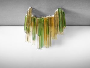 BAROVIER & TOSO - Grande lampada a sospensione a pendenti parallelepipedi di diversa altezza, Murano