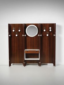 DE CARLI CARLO (1910 - 1999) - Tre appendiabiti da parete, dei quali uno con specchio e stipo pensile per Fiarm, Italia