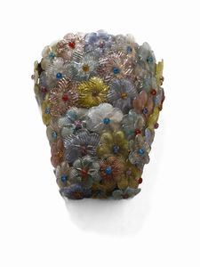 SEGUSO VETRI D'ARTE : Coppia di lampade da parete a decorate con fiori, Murano  - Asta Asta 476 | DESIGN E ARTI DECORATIVE DEL NOVECENTO Online - Associazione Nazionale - Case d'Asta italiane