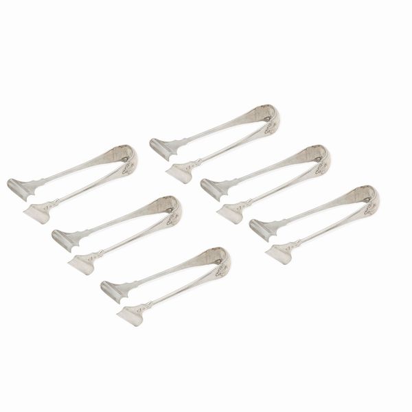 Set di pinze per asparagi in argento (12)  - Asta Argenti e l'Arte della Tavola - Associazione Nazionale - Case d'Asta italiane