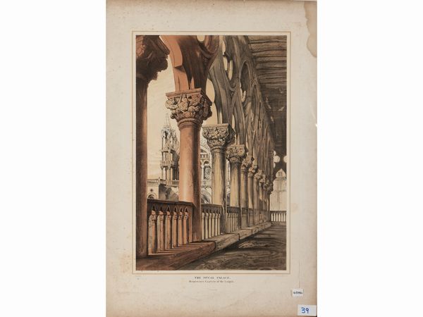 The Ducal Palace, Renaissance Capitals of the Loggia (1851)  - Asta Dal Grand Tour al magico Oriente. Una collezione di stampe - Associazione Nazionale - Case d'Asta italiane