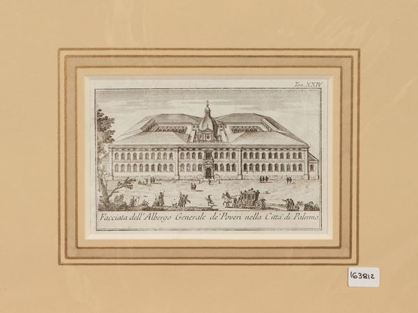 THOMAS SALMON : Prospetto dell'Albergo Generale de' Poveri nella Citt di Palermo  - Asta Dal Grand Tour al magico Oriente. Una collezione di stampe - Associazione Nazionale - Case d'Asta italiane