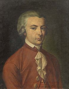 Ignoto del XVIII secolo - Ritratto di gentiluomo con giacca rossa