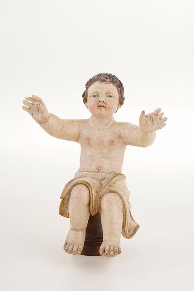 Ges� Bambino in legno dipinto. XX secolo  - Asta Antiquariato - Associazione Nazionale - Case d'Asta italiane