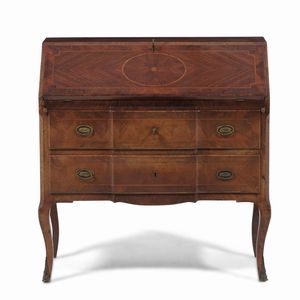 Ribaltina in legno lastronato ed intarsiato. XIX secolo  - Asta Antiquariato - Associazione Nazionale - Case d'Asta italiane