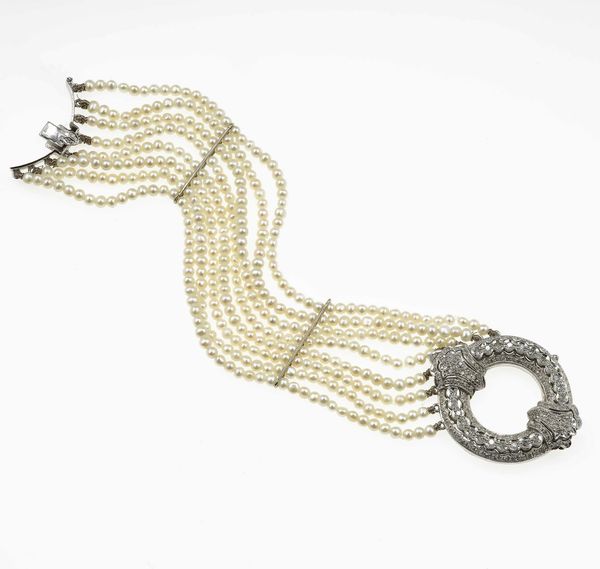 Bracciale a pi� fili di perle coltivate  - Asta Gioielli - Associazione Nazionale - Case d'Asta italiane