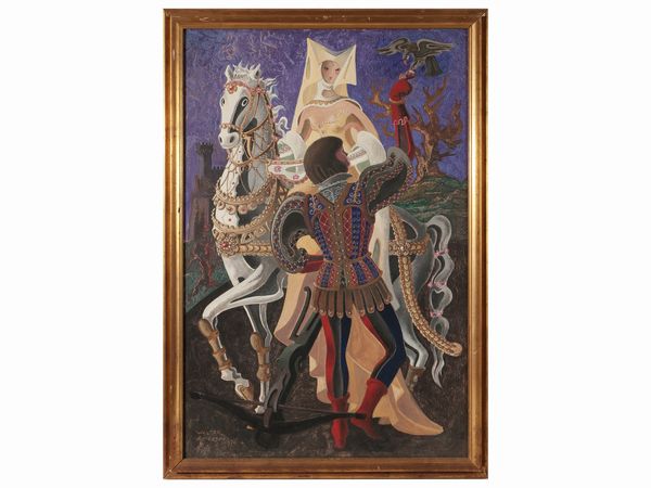 Walter Roveroni : San Giorgio e la principessa 1970  - Asta Arte Moderna e Contemporanea - Associazione Nazionale - Case d'Asta italiane