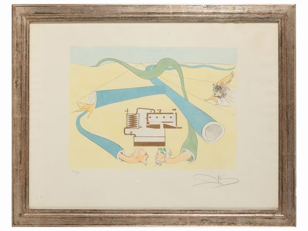 Salvador Dalì : Composizione tratta da Hommage  Leonardo da Vinci 1975  - Asta Arte Moderna e Contemporanea - Associazione Nazionale - Case d'Asta italiane