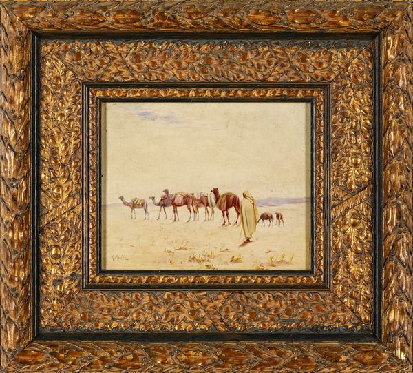 Georges Mouton : Cammellieri nel deserto  - Asta Dipinti e Sculture del XIX-XX secolo - Associazione Nazionale - Case d'Asta italiane