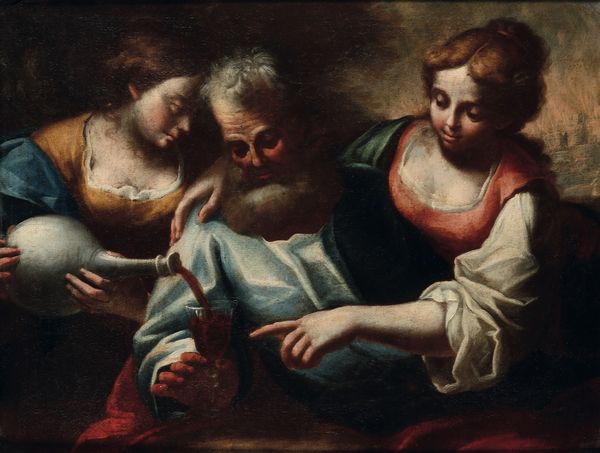Scuola veneta del XVIII secolo Loth e le figlie  - Asta Sei Secoli di Arti e Arredi - Associazione Nazionale - Case d'Asta italiane