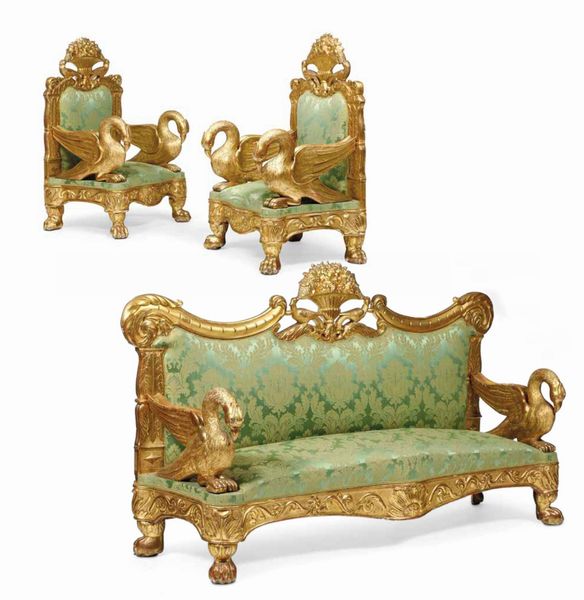 Divano e coppia di poltrone di gusto eclettico. XIX secolo  - Asta Sei Secoli di Arti e Arredi - Associazione Nazionale - Case d'Asta italiane