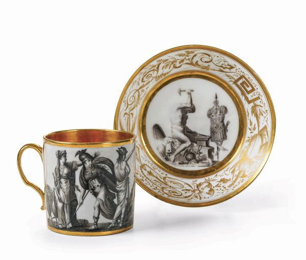 Tazza con piattino<BR>Parigi, Manifattura Locr, 1790 circa  - Asta Sei Secoli di Arti e Arredi - Associazione Nazionale - Case d'Asta italiane