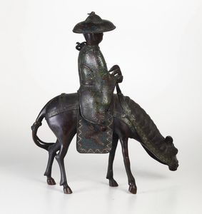 Figura di saggio che cavalca un mulo in smalto cloisonn�, Giappone, XIX secolo  - Asta Sei Secoli di Arti e Arredi - Associazione Nazionale - Case d'Asta italiane