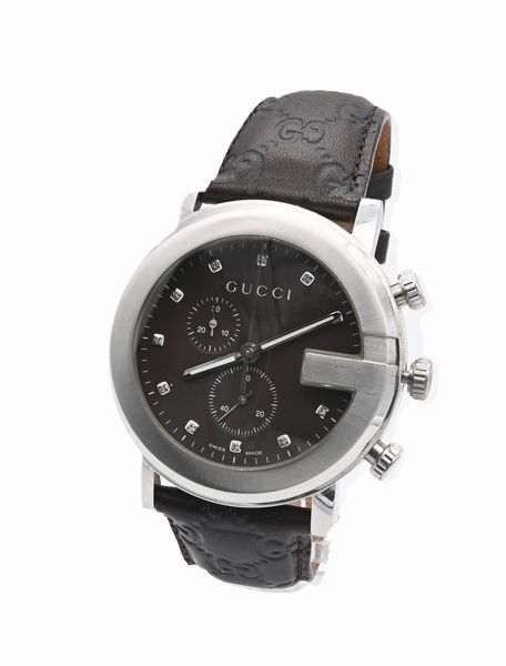 Gucci GCrono 101M - Orologio da polso da uomo cronografo al quarzo in acciaio con brillantini  - Asta Asta a Tempo - Orologi da Tasca da Polso e da Tavolo - Associazione Nazionale - Case d'Asta italiane
