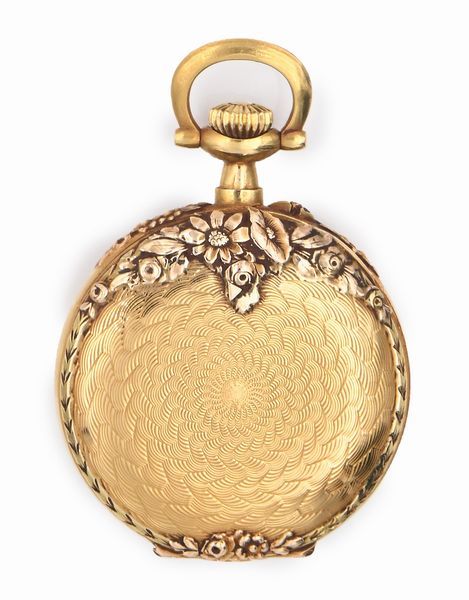 Lip - Orologio da tasca monachina remontoir con cassa in oro incisa e sbalzata. Scappamento ad ancora, bilanciere monometallico con spirale piana  - Asta Asta a Tempo - Orologi da Tasca da Polso e da Tavolo - Associazione Nazionale - Case d'Asta italiane