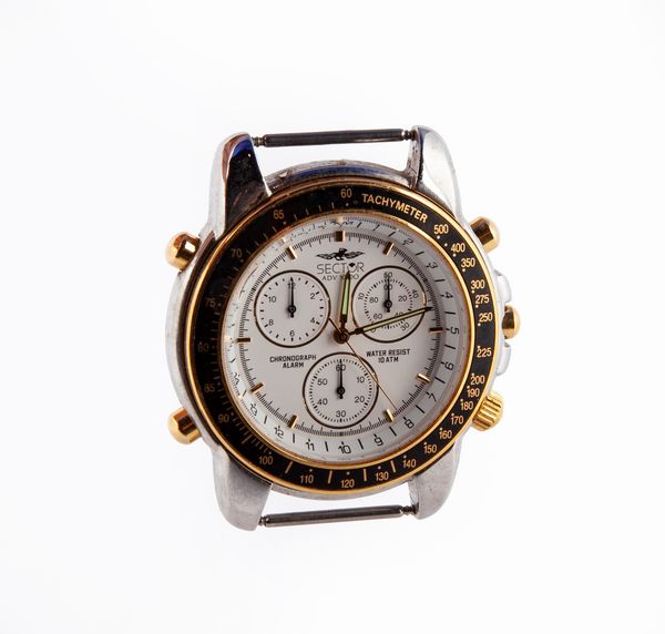 Sector ADV 1000 - Orologio da polso cronografo e sveglia al quarzo da uomo in acciaio ed acciaio dorato con scala tachimetrica e telemetrica  - Asta Asta a Tempo - Orologi da Tasca da Polso e da Tavolo - Associazione Nazionale - Case d'Asta italiane