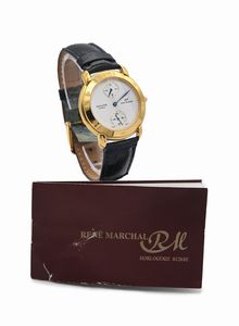 Ren� Marchal Regulator Automatic - Orologio da polso automatico da uomo in metallo placcato oro giallo. Fondo scheletrato  - Asta Asta a Tempo - Orologi da Tasca da Polso e da Tavolo - Associazione Nazionale - Case d'Asta italiane
