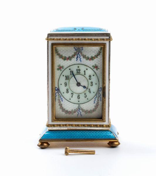 Franz Hiess & Söhne (Co.) : Orologio da tavolo Art Dco con smalti  - Asta Piccoli Orologi da tavolo Art Dco e Saliere d'Epoca dalle Collezioni Melandri di Objets de Vertu - Associazione Nazionale - Case d'Asta italiane