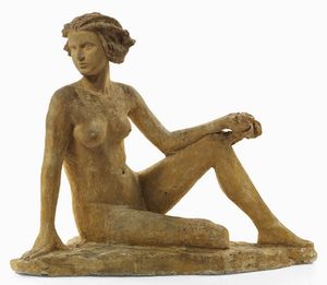 Gustave Fontaine - Nudo seduto con pomo