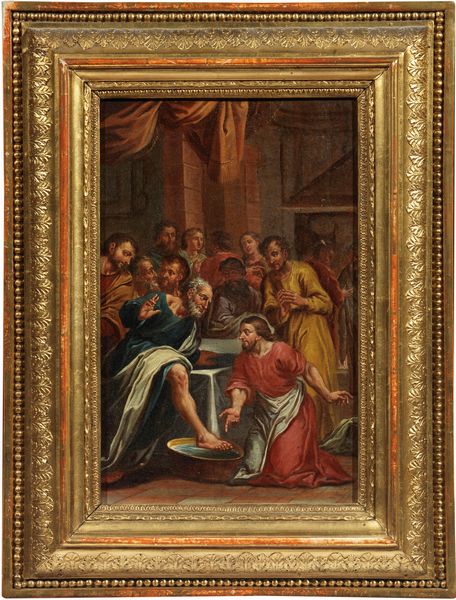Scuola emiliana fine XVII secolo : Due scene della Vita di Cristo: «La lavanda dei piedi» e «L'ultima cena»  - Asta Maioliche, Sculture e Dipinti Antichi - Associazione Nazionale - Case d'Asta italiane
