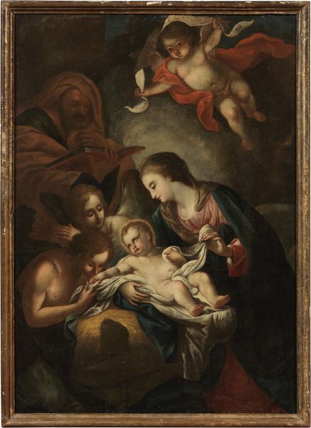 Scuola toscana del XVIII secolo : Natività con gli Angeli  - Asta Maioliche, Sculture e Dipinti Antichi - Associazione Nazionale - Case d'Asta italiane