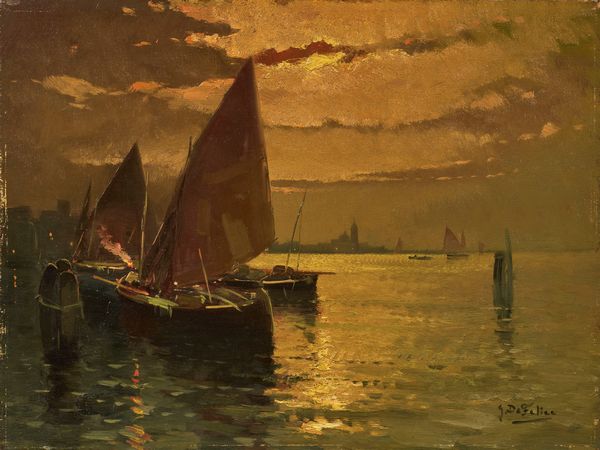 Gennaro De Felice : Laguna veneziana  - Asta Dipinti e Sculture del XIX e XX secolo - Associazione Nazionale - Case d'Asta italiane