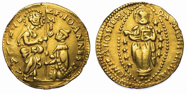 MALTA. JEAN DE LA VALETTE (49� Gran Maestro dell'Ordine dei Cavalieri Ospitalieri di Rodi e Malta), 1557-1568. Imitazione orientale del ducato veneziano.  - Asta Numismatica - Associazione Nazionale - Case d'Asta italiane
