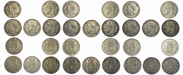 BELGIO. LEOPOLDO II, 1865-1909. Lotto di quindici monete.  - Asta Numismatica - Associazione Nazionale - Case d'Asta italiane