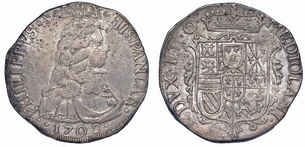 MILANO. FILIPPO V DI SPAGNA, 1700-1706. Filippo 1702.  - Asta Numismatica - Associazione Nazionale - Case d'Asta italiane