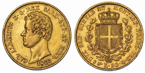 REGNO DI SARDEGNA. CARLO ALBERTO DI SAVOIA, 1831-1849. 20 Lire 1842. Torino.  - Asta Numismatica - Associazione Nazionale - Case d'Asta italiane