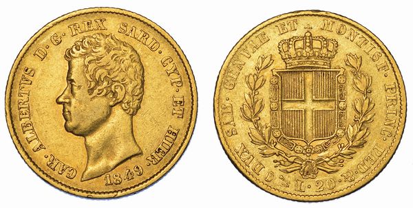 REGNO DI SARDEGNA. CARLO ALBERTO DI SAVOIA, 1831-1849. 20 Lire 1849. Genova.  - Asta Numismatica - Associazione Nazionale - Case d'Asta italiane