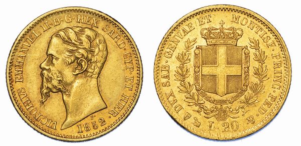 REGNO DI SARDEGNA. VITTORIO EMANUELE II DI SAVOIA, 1849-1861. 20 Lire 1852. Genova.  - Asta Numismatica - Associazione Nazionale - Case d'Asta italiane