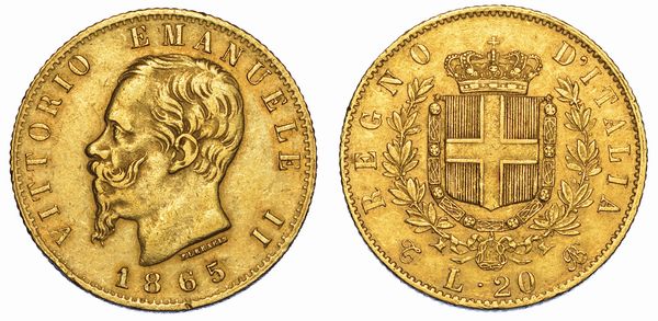 REGNO D'ITALIA. VITTORIO EMANUELE II DI SAVOIA, 1861-1878. 20 Lire 1865. Torino.  - Asta Numismatica - Associazione Nazionale - Case d'Asta italiane