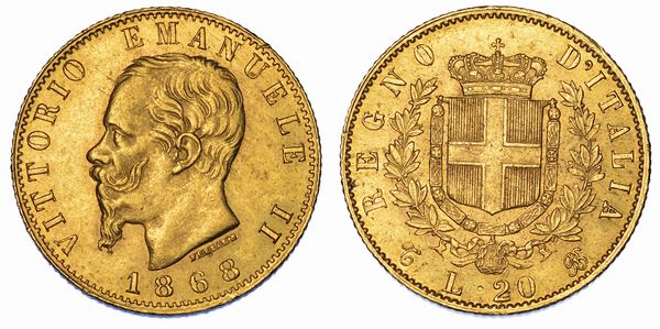 REGNO D'ITALIA. VITTORIO EMANUELE II DI SAVOIA, 1861-1878. 20 Lire 1868. Torino.  - Asta Numismatica - Associazione Nazionale - Case d'Asta italiane