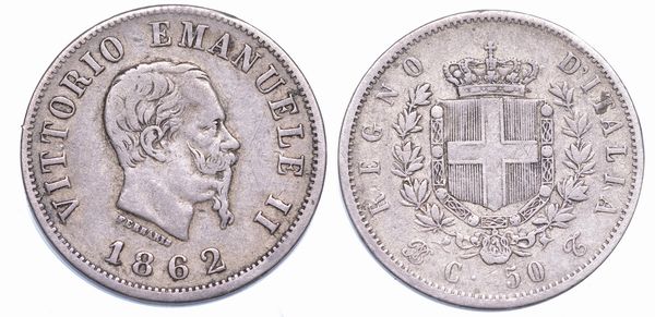 REGNO D�ITALIA. VITTORIO EMANUELE II DI SAVOIA, 1861-1878. 50 Centesimi 1862. Torino.  - Asta Numismatica - Associazione Nazionale - Case d'Asta italiane
