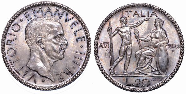 REGNO DITALIA. VITTORIO EMANUELE III DI SAVOIA, 1900-1946. 20 Lire 1928/VI. Littore.  - Asta Numismatica - Associazione Nazionale - Case d'Asta italiane