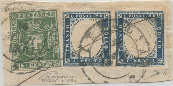 Sardegna - Affrancatura mista con Toscana Gov. Provvisorio  - Asta Francobolli e Storia Postale - Associazione Nazionale - Case d'Asta italiane