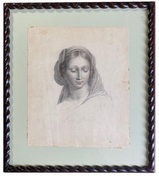 CARLO DELLA PORTA : Studio per volto di Madonna  - Asta Stampe antiche e moderne, disegni e carte geografiche - Associazione Nazionale - Case d'Asta italiane