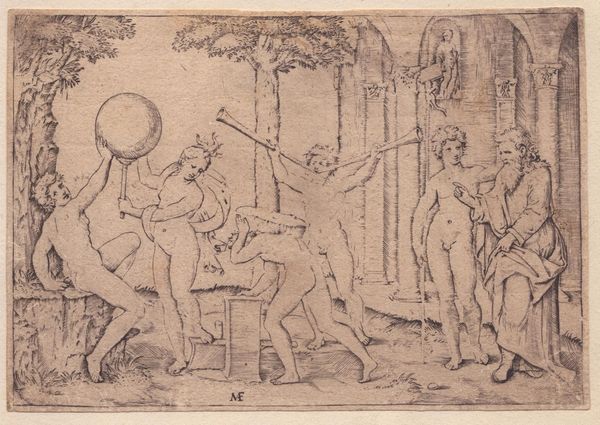 MARCANTONIO RAIMONDI : Un uomo con due trombe  - Asta Stampe antiche e moderne, disegni e carte geografiche - Associazione Nazionale - Case d'Asta italiane