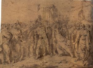 Bartolomeo Pinelli : Orazio di ritorno vittorioso dallo scontro con i Curiazi, uccide la sorella  - Asta Stampe antiche e moderne, disegni e carte geografiche - Associazione Nazionale - Case d'Asta italiane