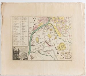 EREDI JOHANN BAPTIST HOMANN : Urbis Romae Ichnographia à Leonardo Bufalino Ligneis formis evulgata atque aeri incisa à Joh. Baptista Nolli Geometra et Architecto sumi Pontificis Benedicti XIV...  - Asta Stampe antiche e moderne, disegni e carte geografiche - Associazione Nazionale - Case d'Asta italiane