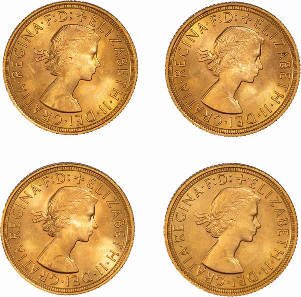 Gran Bretagna, ELIZABETH II, (1952-2022) : Lotto di quattro esemplari del Sovereign  - Asta Numismatica - Associazione Nazionale - Case d'Asta italiane