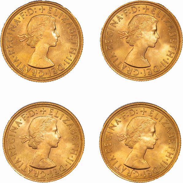 Gran Bretagna, ELIZABETH II, (1952-2022) : Lotto di quattro esemplari del Sovereign  - Asta Numismatica - Associazione Nazionale - Case d'Asta italiane